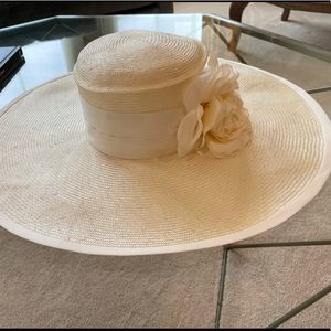 Timeless elegance- Ivory, natural off-white hat for church, showers, or Derby